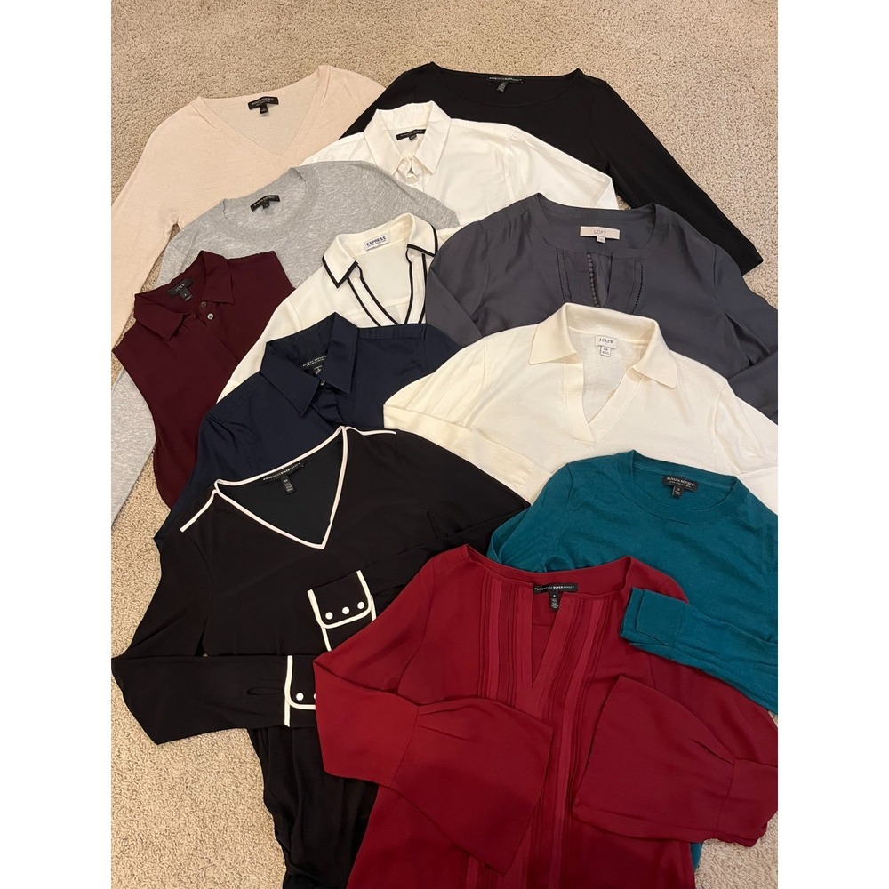 Lot of 12 Women's Business Casual Work Tops Size XS S Capsule Wardrobe BR WHBM